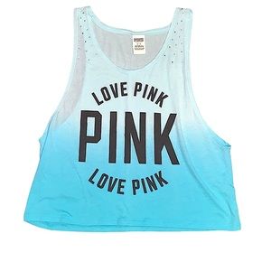 VICTORIA’S SECRET PINK: Blue Ombré Rhinestoned Tank Top - Size Small